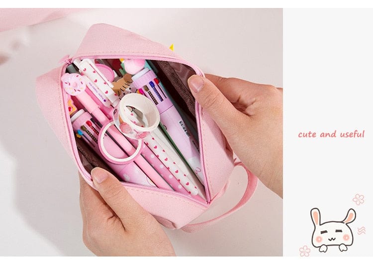 Kawaii Pet Charm Poms Pencil Case