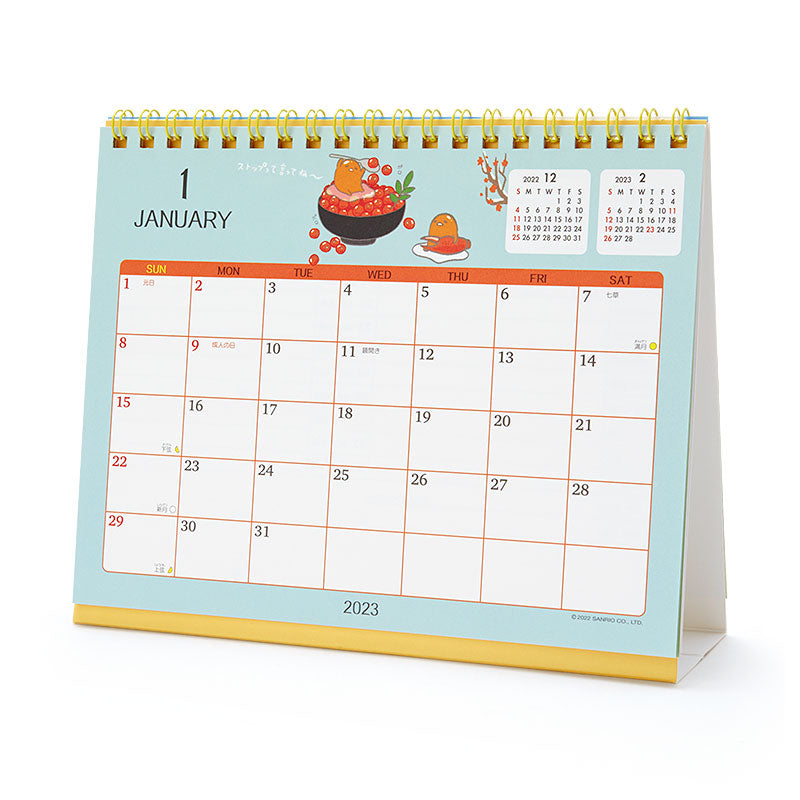 Japan Sanrio Characters Mix / Pochacoo / My Melody / Kuromi / Little Twin Stars / Hello Kitty / Keroppi / Gudetama / Tuxedo Sam / Pompompurin / Cinnamoroll 2023 Desk Calendar