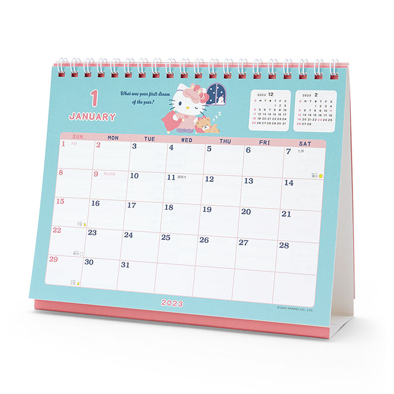 Japan Sanrio Characters Mix / Pochacoo / My Melody / Kuromi / Little Twin Stars / Hello Kitty / Keroppi / Gudetama / Tuxedo Sam / Pompompurin / Cinnamoroll 2023 Desk Calendar