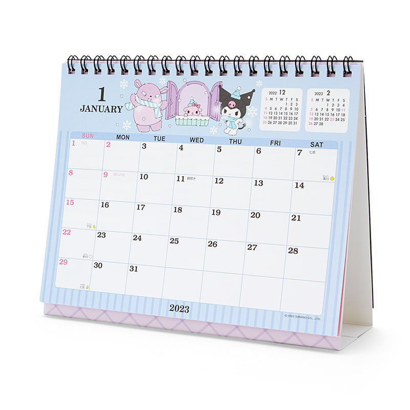 Japan Sanrio Characters Mix / Pochacoo / My Melody / Kuromi / Little Twin Stars / Hello Kitty / Keroppi / Gudetama / Tuxedo Sam / Pompompurin / Cinnamoroll 2023 Desk Calendar