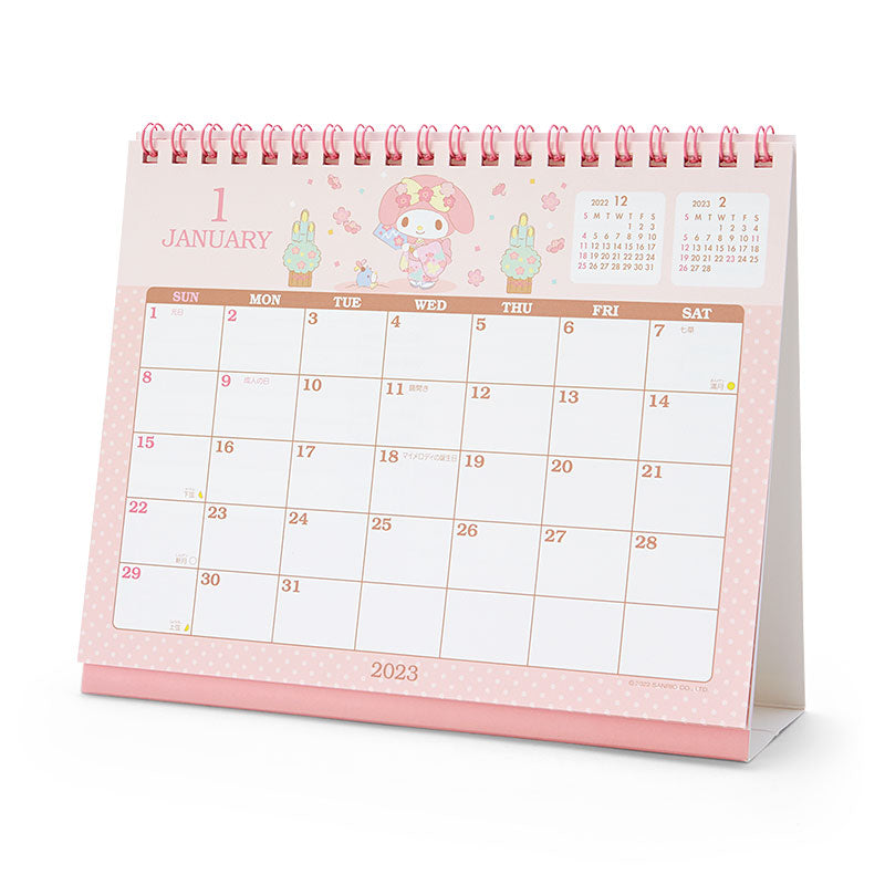 Japan Sanrio Characters Mix / Pochacoo / My Melody / Kuromi / Little Twin Stars / Hello Kitty / Keroppi / Gudetama / Tuxedo Sam / Pompompurin / Cinnamoroll 2023 Desk Calendar