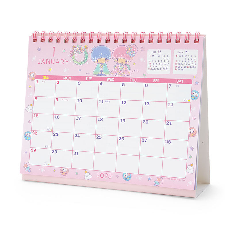 Japan Sanrio Characters Mix / Pochacoo / My Melody / Kuromi / Little Twin Stars / Hello Kitty / Keroppi / Gudetama / Tuxedo Sam / Pompompurin / Cinnamoroll 2023 Desk Calendar