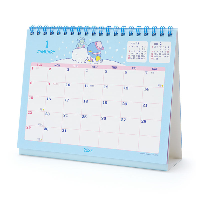 Japan Sanrio Characters Mix / Pochacoo / My Melody / Kuromi / Little Twin Stars / Hello Kitty / Keroppi / Gudetama / Tuxedo Sam / Pompompurin / Cinnamoroll 2023 Desk Calendar